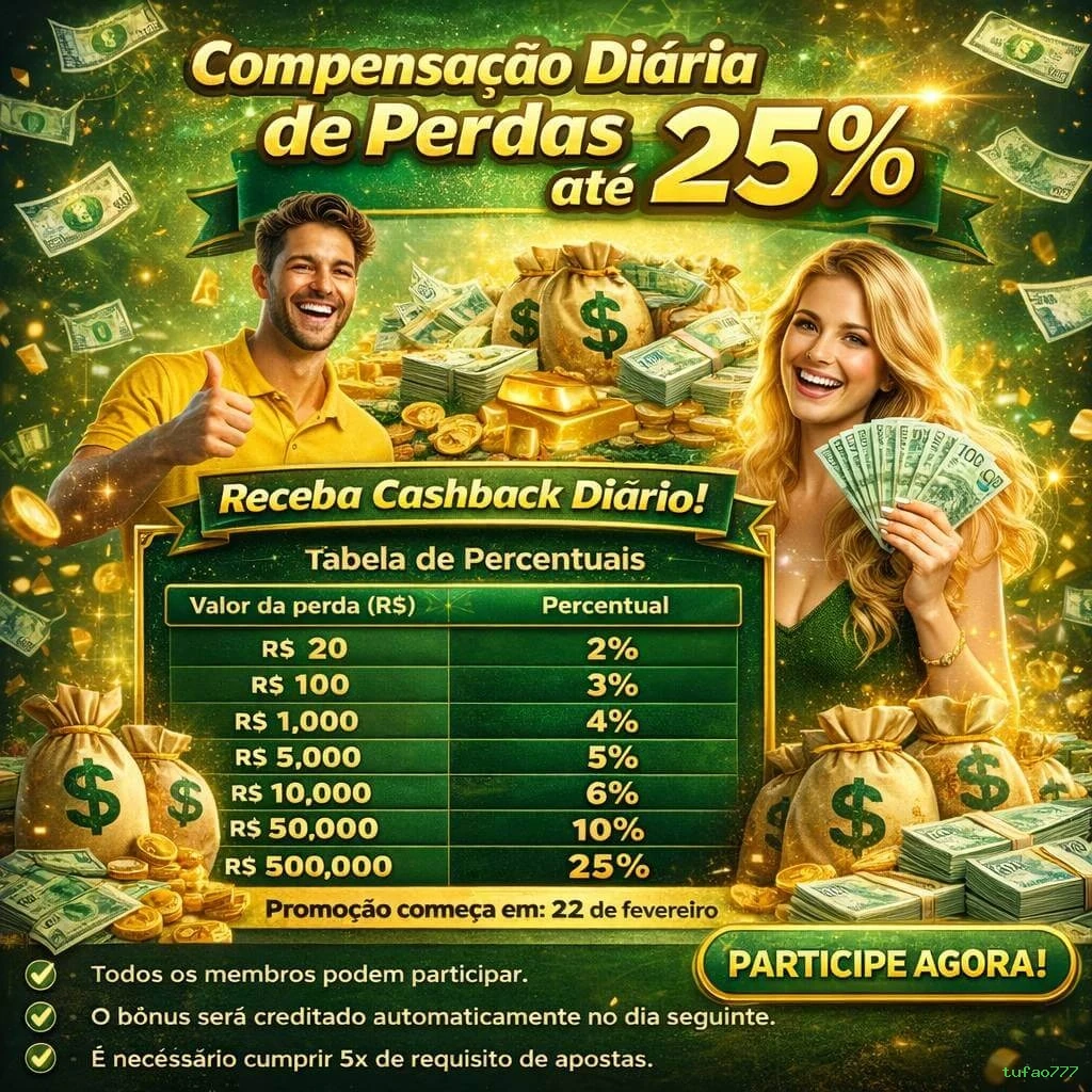 Cashback VIP tufao777 - reembolso semanal